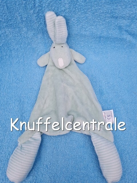Bambino Konijn met knisper knuffeldoek groen met wit/groene streep