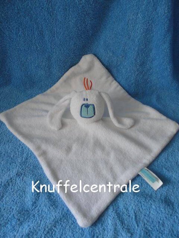 Hema konijn / hond knuffeldoek  wit badstof blauwe snuit