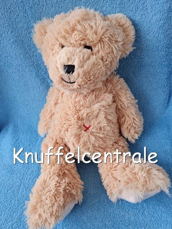 Hema beer harig zacht beige 38 cm met navel kruis (zonder label)