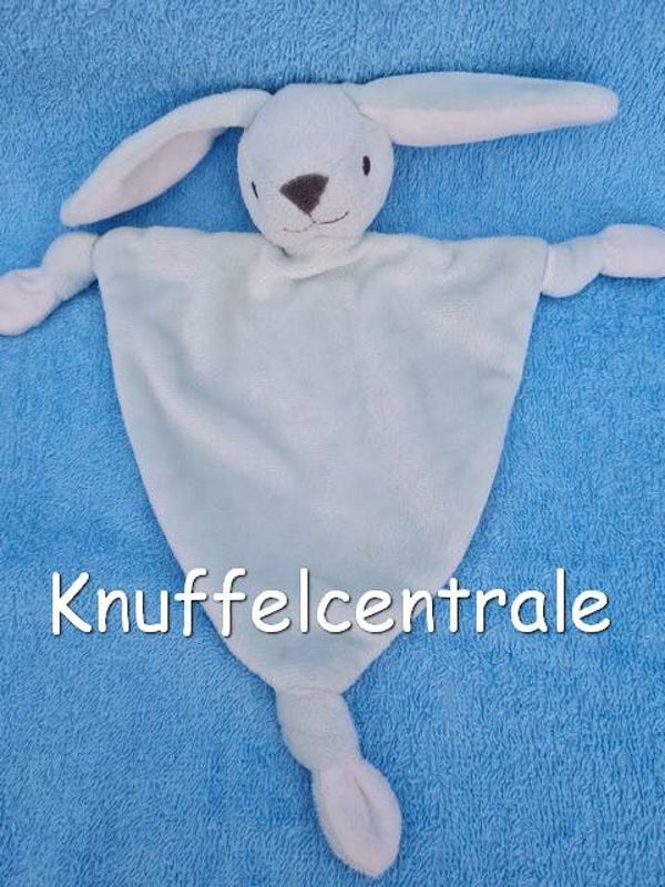 Prenatal konijn knuffeldoek knopen mintgroen groen wit (gebruikt en zonder label)