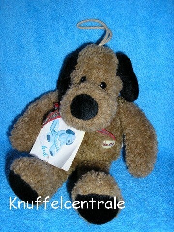 Sunkid hond Hundy bruin met geruit strikje 20 cm