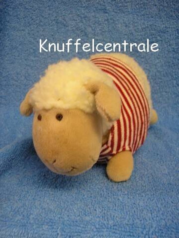 Unitoys schaap knuffel & Co met rood wit gestreept trutje