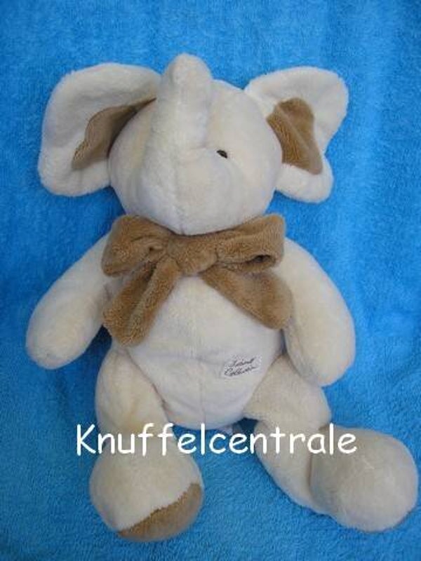 Tiamo olifant ecru met bruine strik + rammel 30 cm