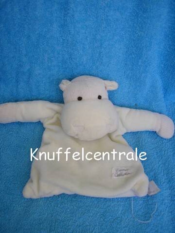 Tiamo Nijlpaard knuffeldoek velours + rib met rammel