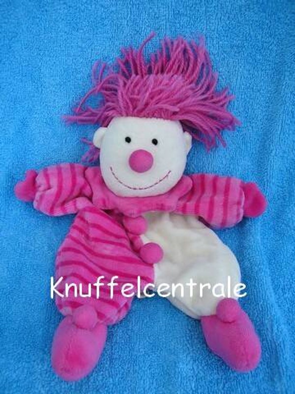 Hema clown knuffeldoek roze wit