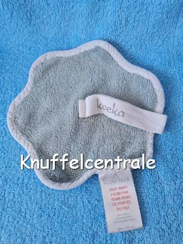 Koeka speendoek knuffeldoek groen vaalgroen badstof 17 cm (naam op label)