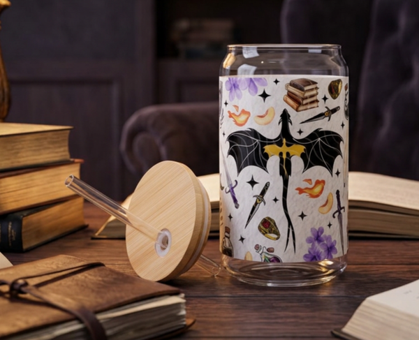 Fantasy Dragon Sipper Glass 16oz | Clear Glass Straw Tumbler