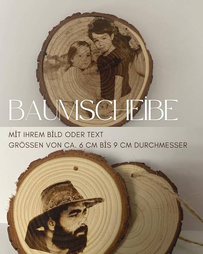 2 Stück - Setpreis  Baumscheibe mit deinem Bild (ca. 6-8 cm)