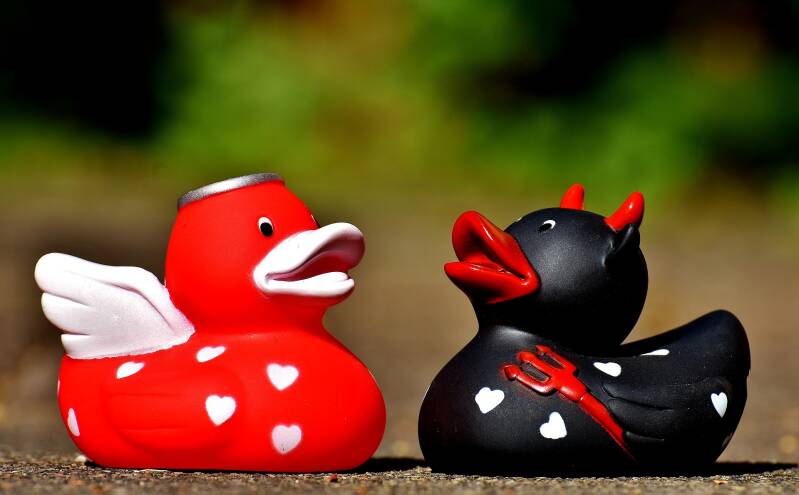 badeendjes engel en duivel