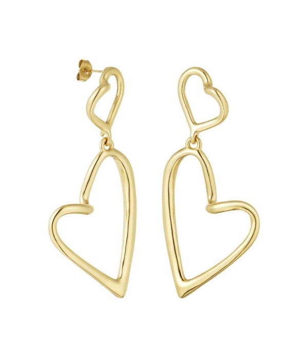 Double hart oorbellen goud