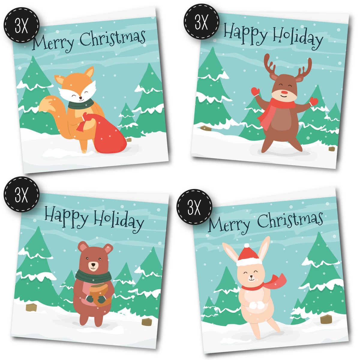 Kerstkaarten met enveloppenset, 20 stuks, A6 vouwkaarten, kraftpapier, kerstkaart, grappige kleine kerstkaarten, cadeaus voor je kerstgroeten