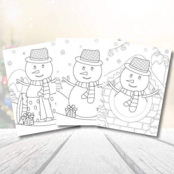 Kerst Kleurkaart sneeuwpoppen