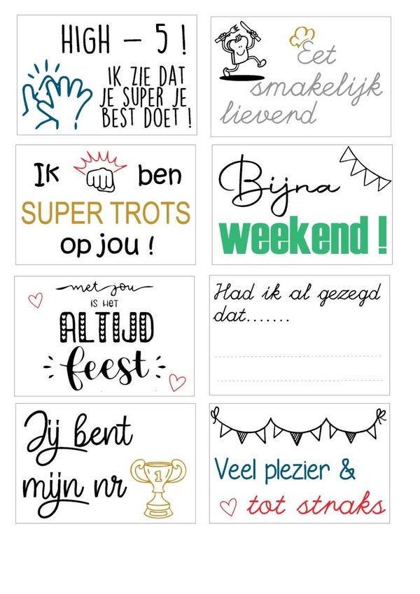 Broodtrommel briefjes