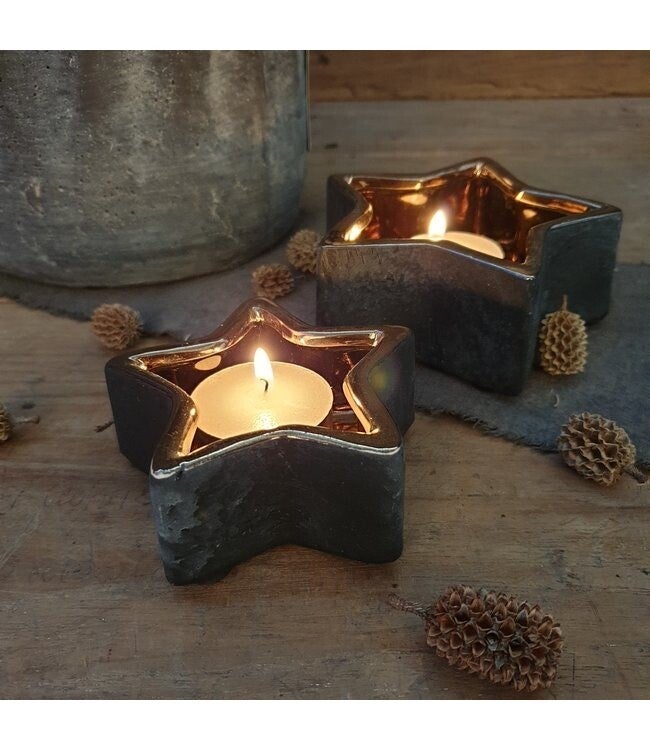 Set van 2 theelichthouders ster