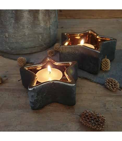 Set van 2 theelichthouders ster