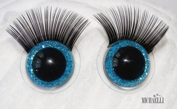 Sicherheitsaugen mit Wimpern  - Blau