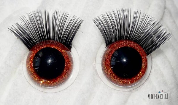 Sicherheitsaugen mit Wimpern  - Braun