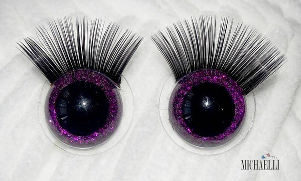 Sicherheitsaugen mit Wimpern  - Dunkelpink