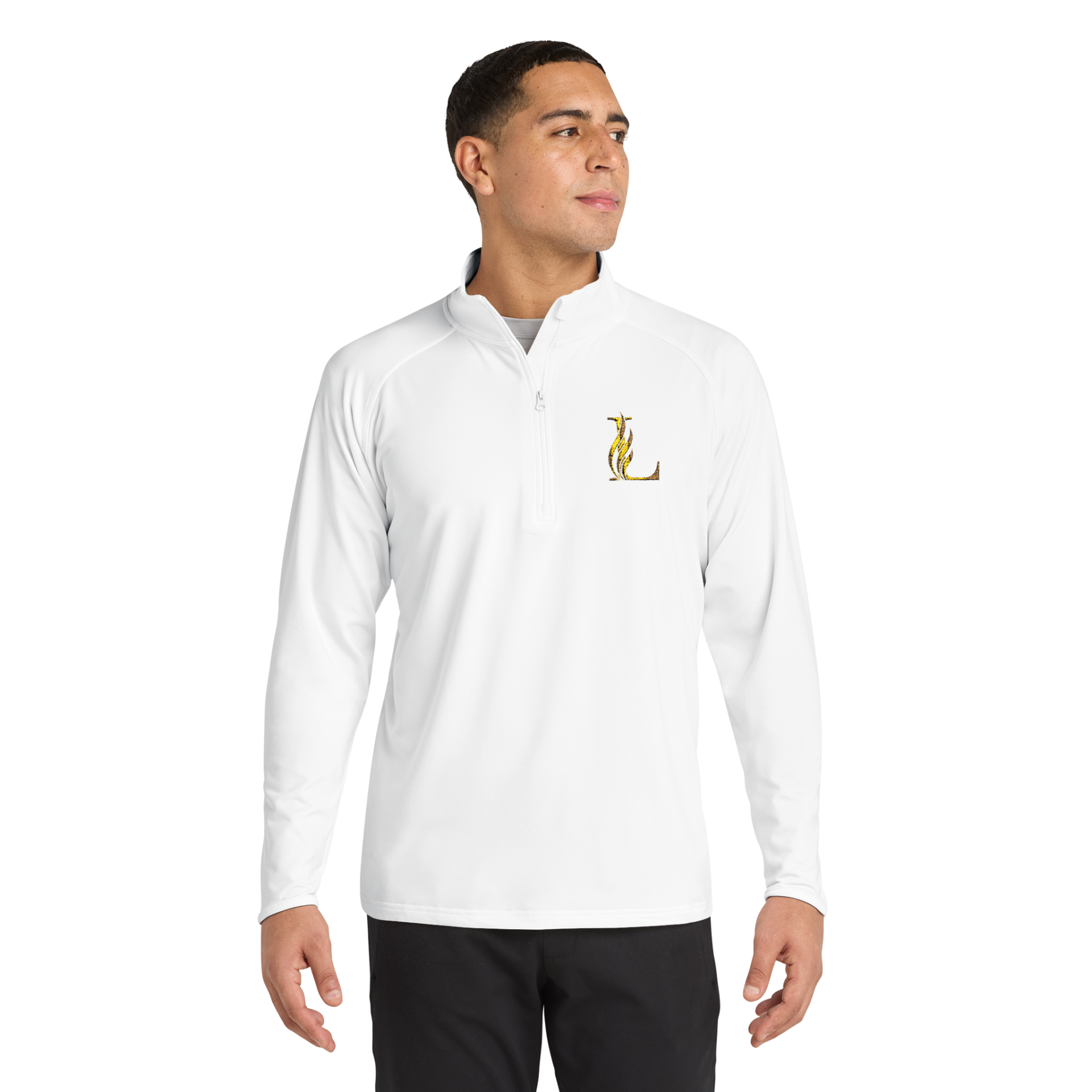 Luxorio Signature Quarter-Zip – White & Gold