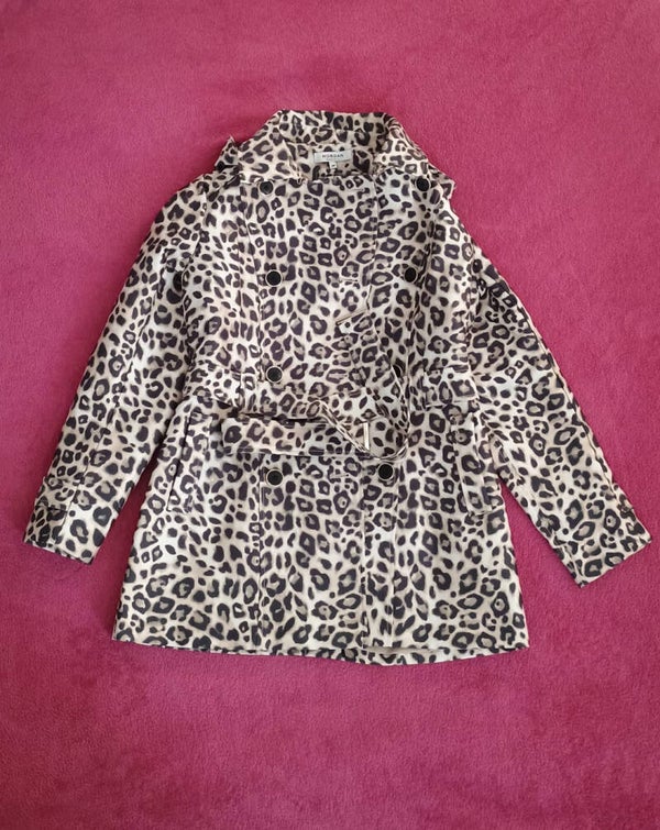 Panter print trenchcoat (afneembare capuchon)