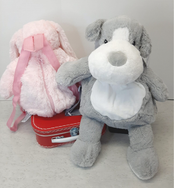 Knuffel rugzak grijs