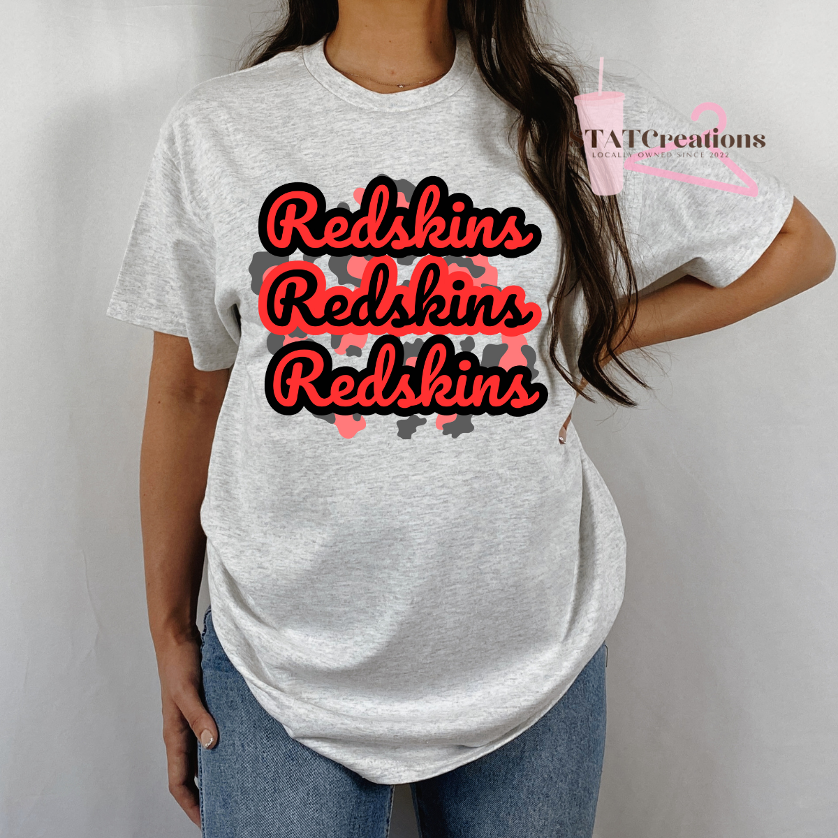 Redskins leopard background classic tee