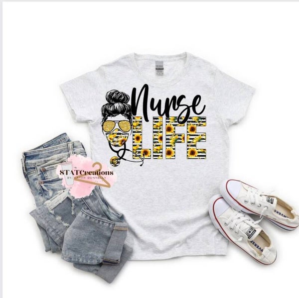 Nurse life sunflower basic tee