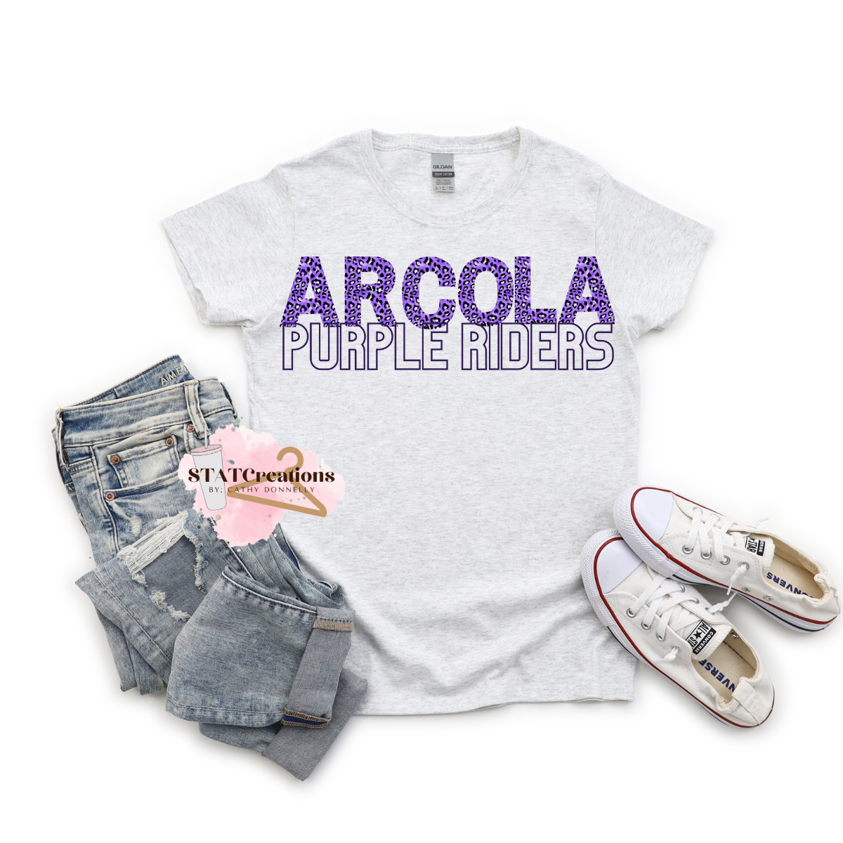 Purple Riders leopard basic tee (Youth sizes available)