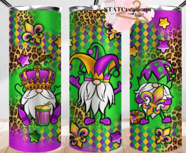 Mardi Gras gnome tumbler