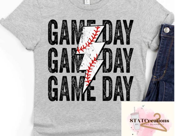 Game day lightening baseball tee