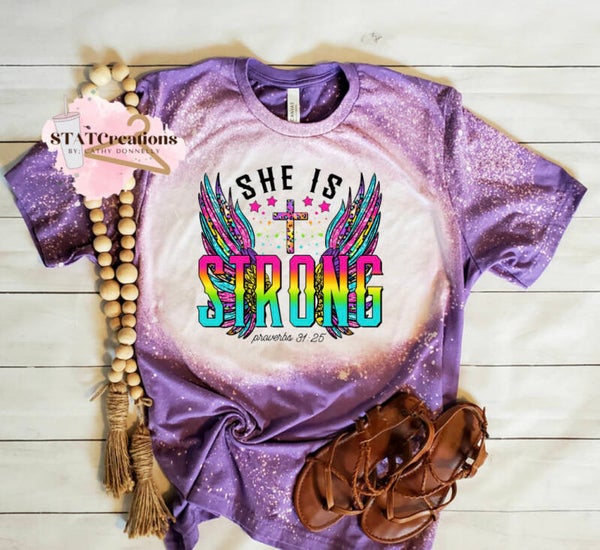 She is strong bleached tee (multiple colors available)