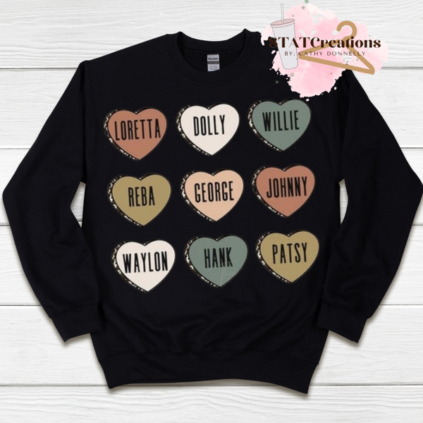Country artist convo heart crewneck