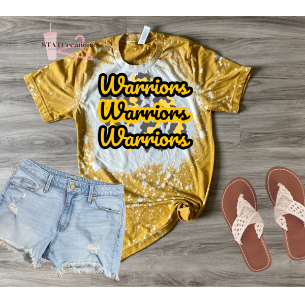 Warriors leopard background bleached tee