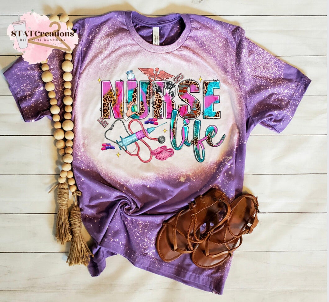 Nurse life bleached tee