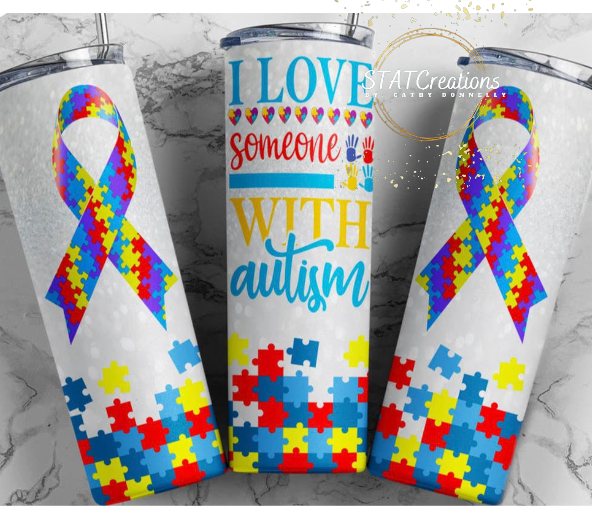 Love someone with autism tumbler