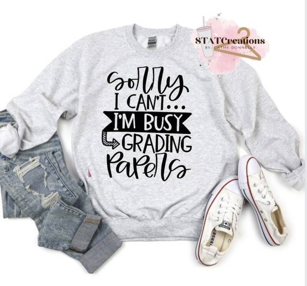 Grading papers crewneck