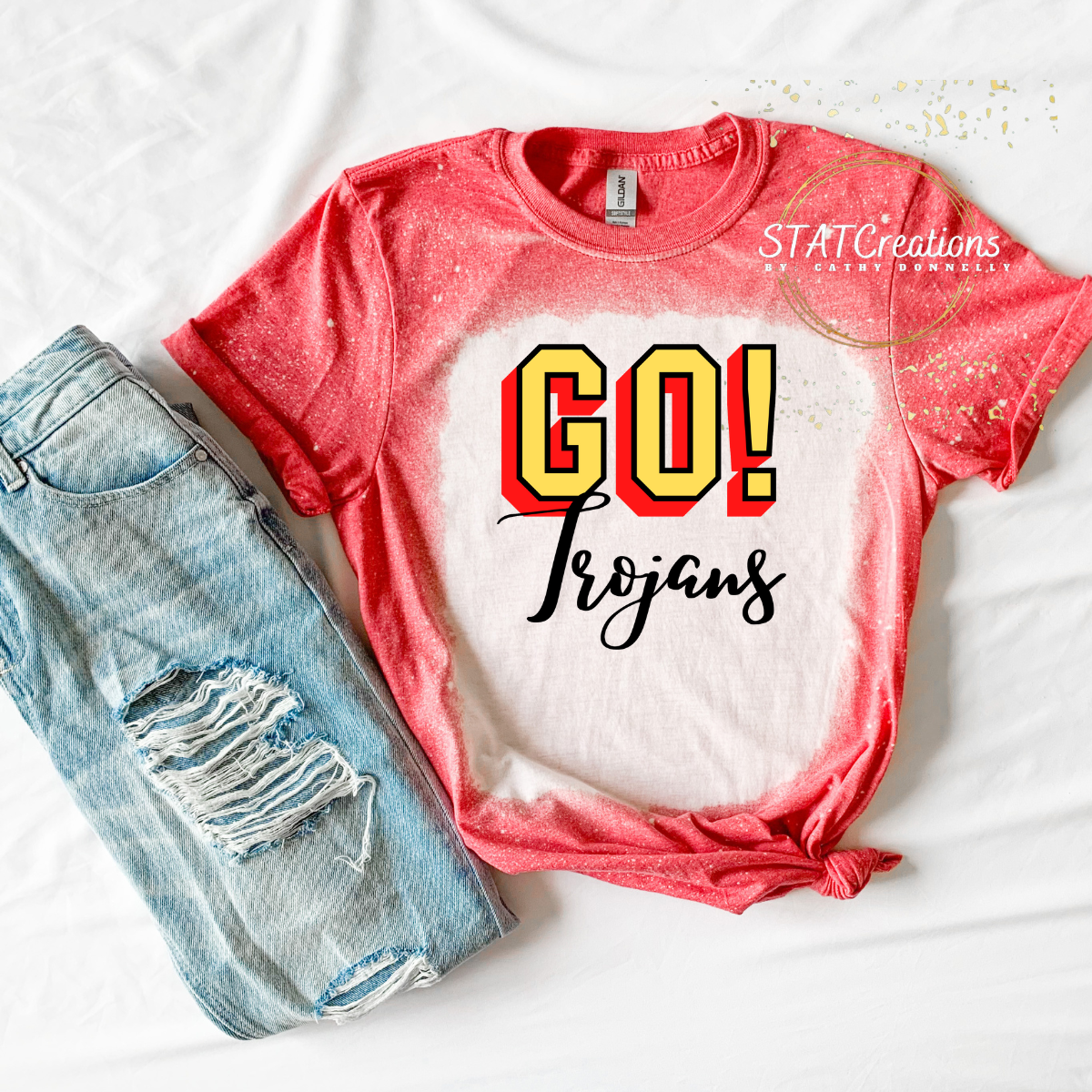 GO Trojans bleached tee