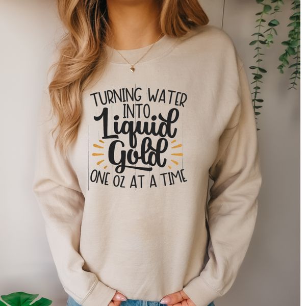 Liquid gold crewneck