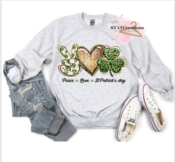 Peace Love St. Patrick's Day crewneck