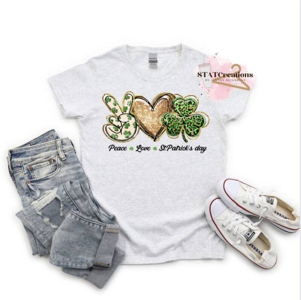 Peace Love St. Patrick's Day basic tee