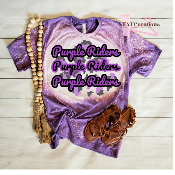 Purple Riders leopard background bleached tee