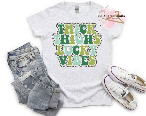 Thicc thighs and lucky vibes basic tee