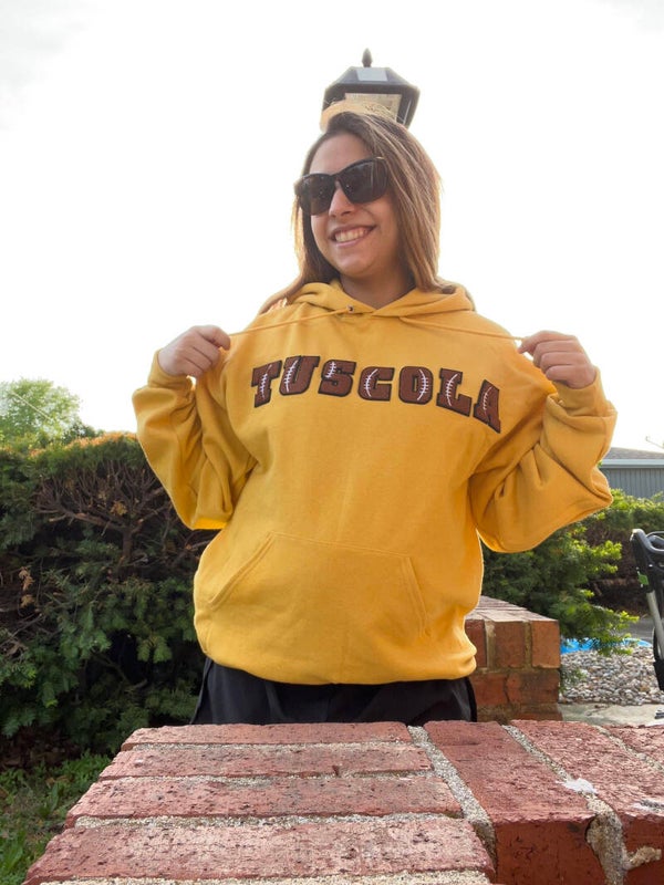 TUSCOLA chenille patch football hoodie
