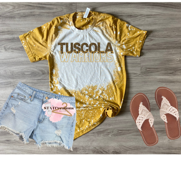 Warriors leopard gold bleached tee (Youth sizes available)