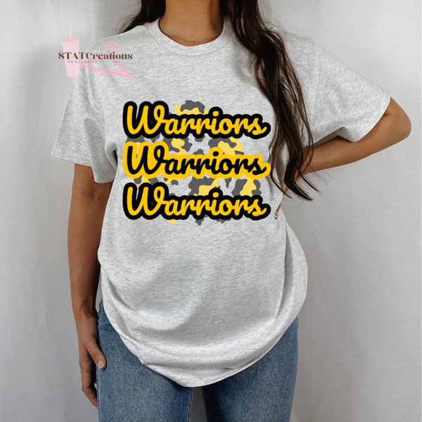 Warriors leopard background classic tee