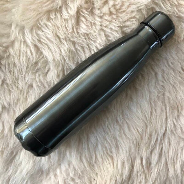 RVS-fles zwart met naam