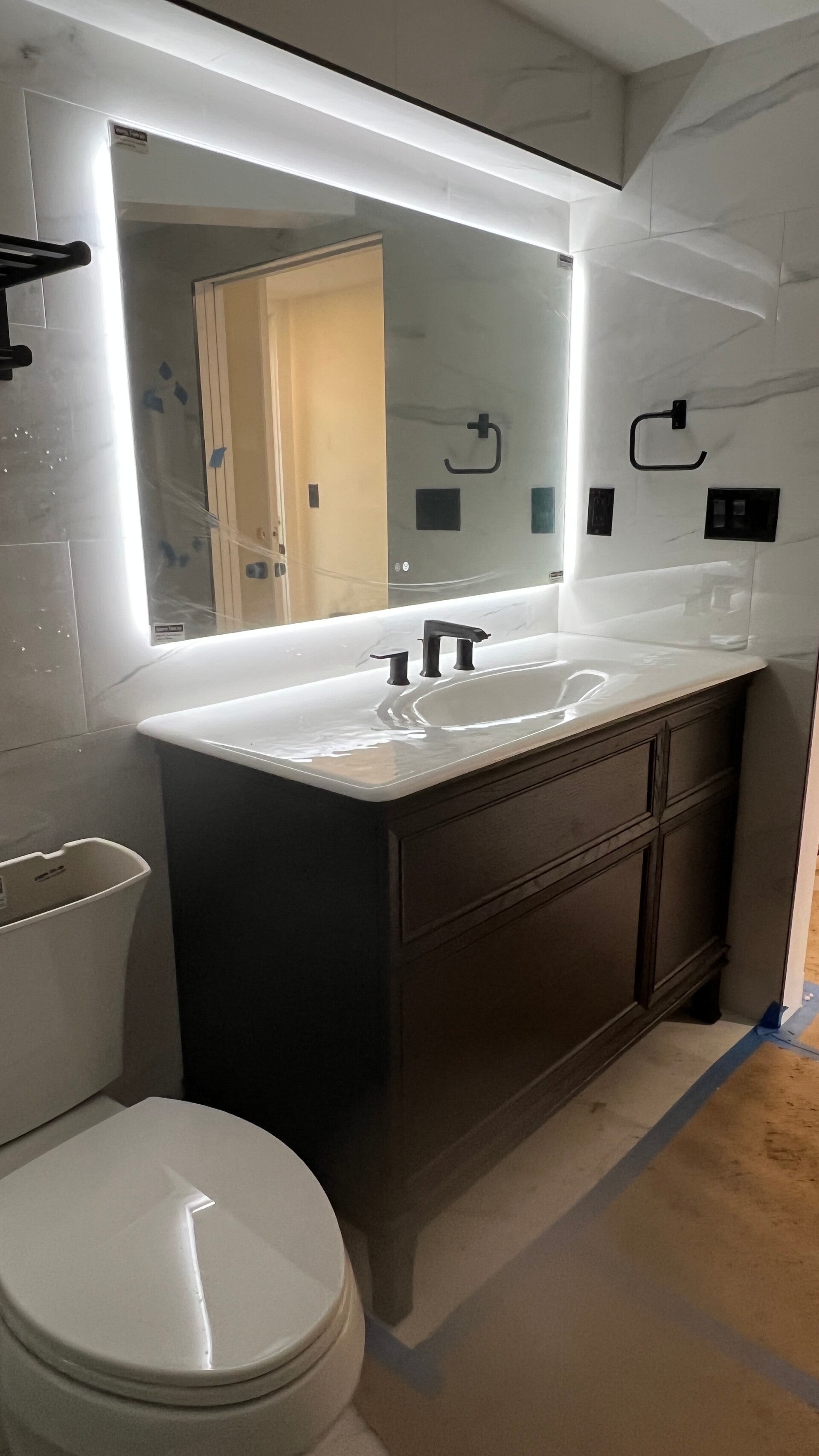 Bathroom Renovation Vanity Mirror Tile Installation