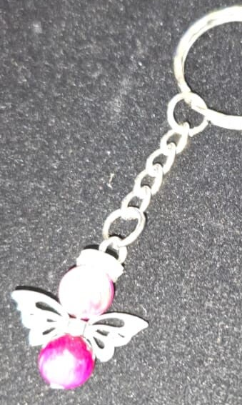 Schutzengel Schlüsselanhänger mit edelsteinperle Rotes Tigerauge