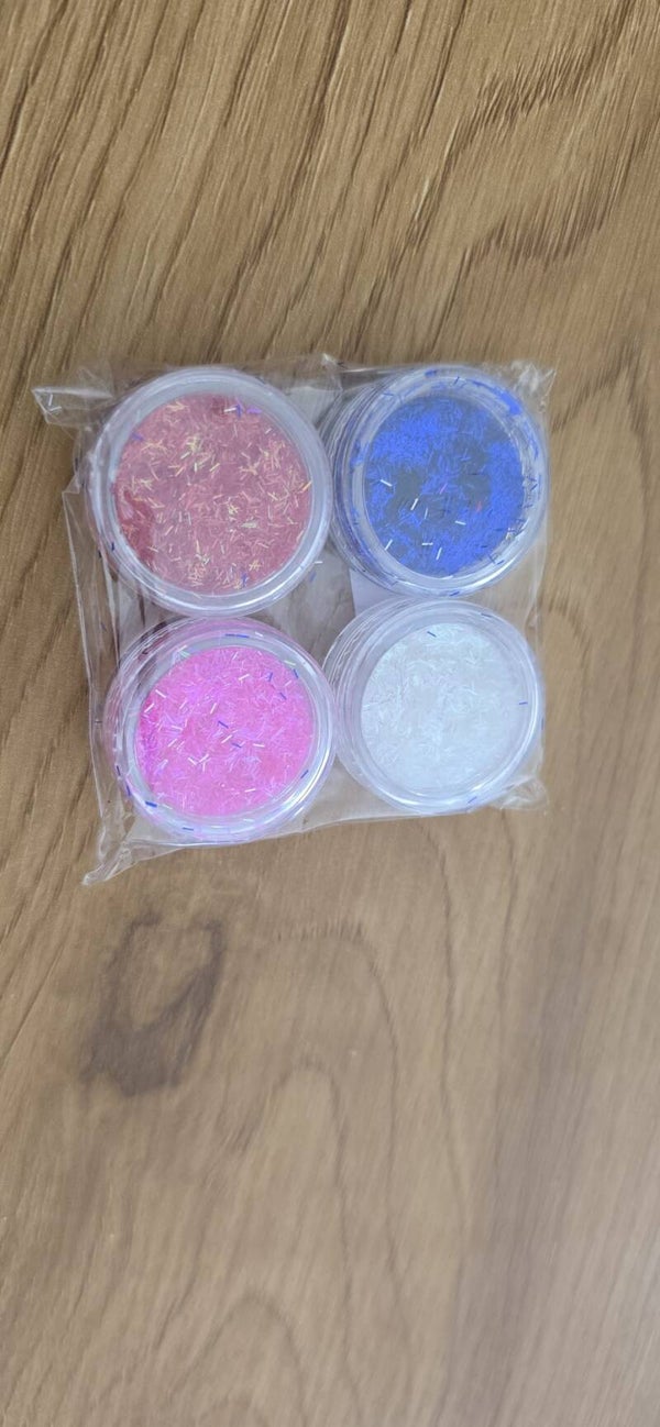 Nailart Glitter Blau, Weiß, Rot, Pink