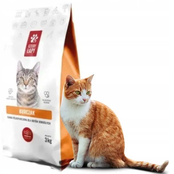 Sucha karma dla kota o smaku kurczaka Cztery Łapy opakowanie 3 kg